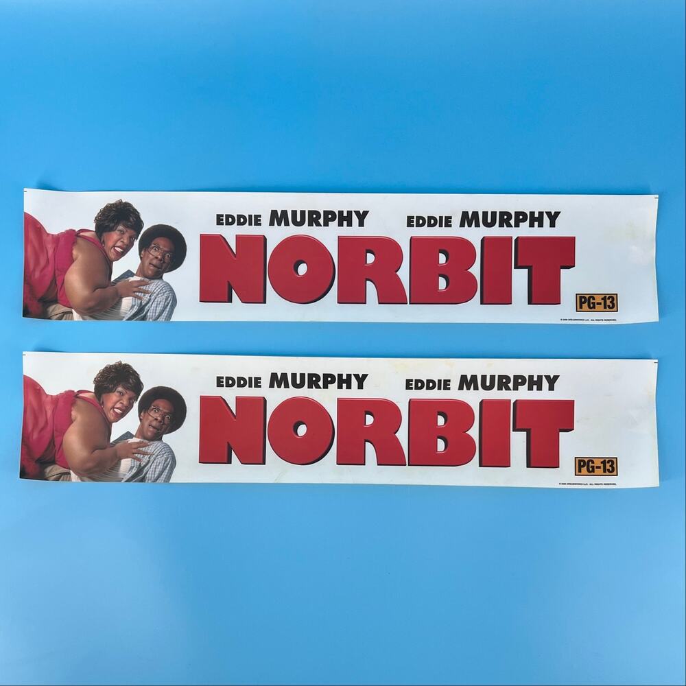 Eddie Murphy Norbitt Movie Theatre Marquee Sign Strips Mylar 25 x 5 set of 2